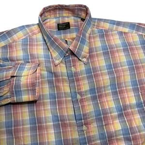 Gitman Bros Mens XXL Plaid Long Sleeve Button‎ Down Shirt USA Made Colorful